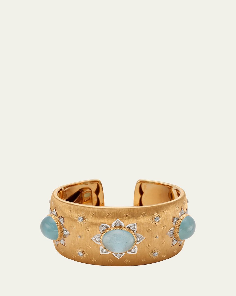 Macri Color Bangle with Aquamarine and Diamonds